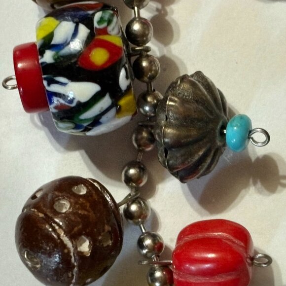 Amazing CZECH ART GLASS BEADS Multicolor COLORFUL SILVER CHAIN NECKLACE 18" - Picture 6 of 7